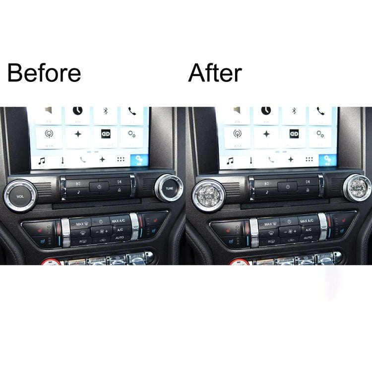 For Ford Mustang 2015-2020 2pcs Car Volume Button Diamond Decoration Sticker, Left and Right Drive