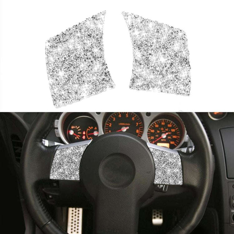 For Nissan 350Z 2003-2009 2pcs Car Steering Wheel Button Frame B Diamond Sticker,Left and Right D...