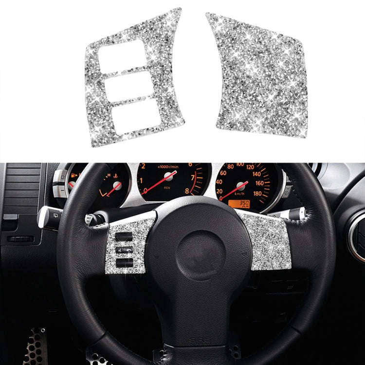 For Nissan 350Z 2003-2009 2pcs Car Steering Wheel Button Frame C Diamond Sticker,Left and Right D...