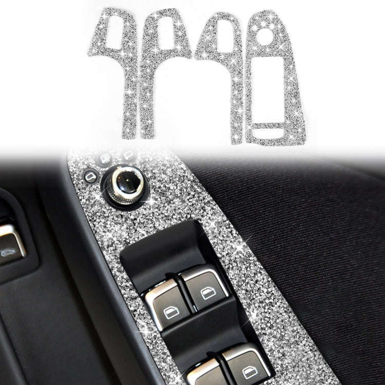 For Audi A4 / A5 / Q5 Car Door Lift Control Panel Diamond Decoration Sticker, Right Drive Low Con...