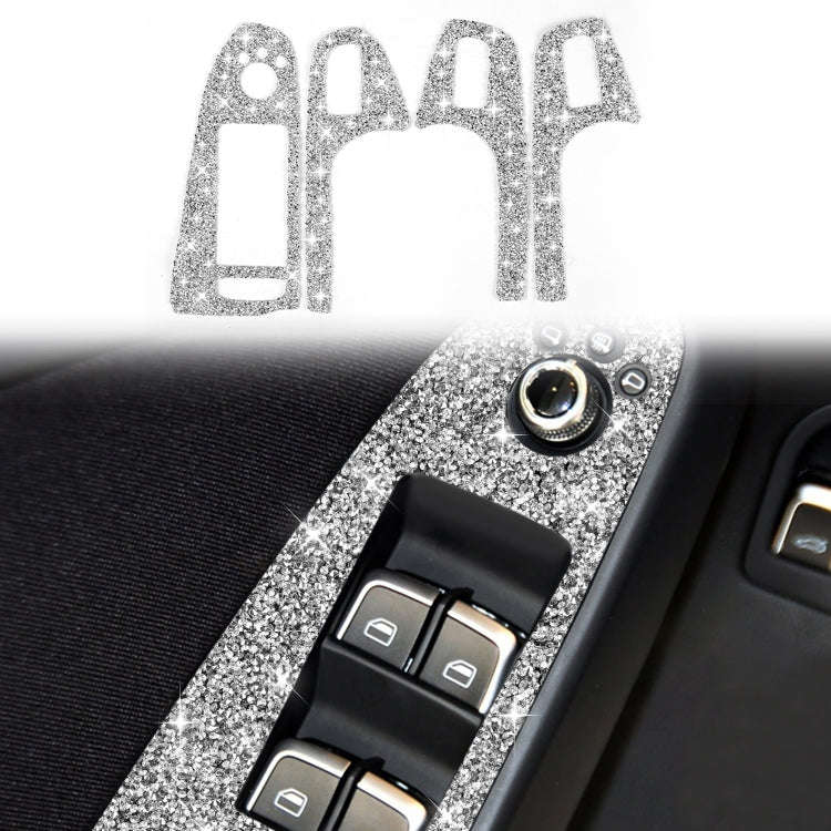 For Audi A4 / A5 / Q5 Car Door Lift Control Panel Diamond Decoration Sticker, Left Drive Low Conf...