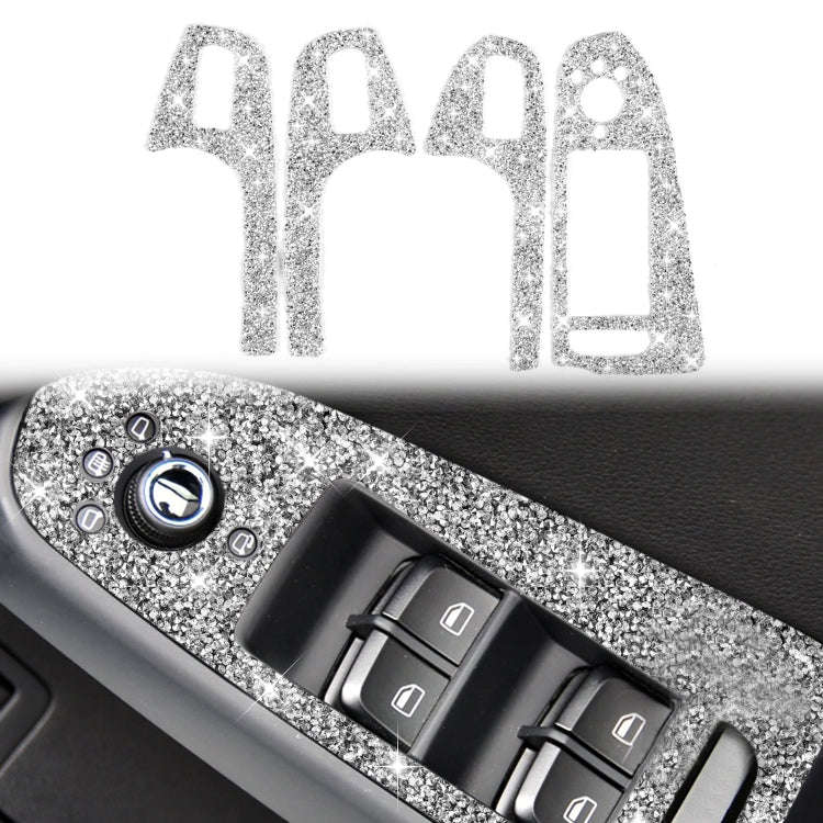 For Audi A4 / A5 / Q5 Car Door Lift Control Panel Diamond Decoration Sticker, Right Drive High Co...