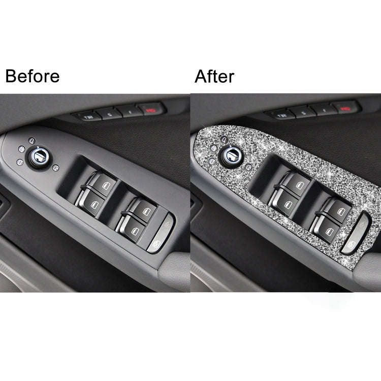 For Audi A4 / A5 / Q5 Car Door Lift Control Panel Diamond Decoration Sticker, Right Drive High Co...