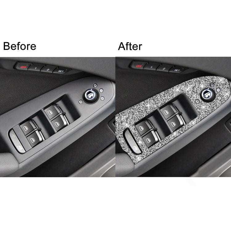 For Audi A4 / A5 / Q5 Car Door Lift Control Panel Diamond Decoration Sticker, Left Drive High Con...