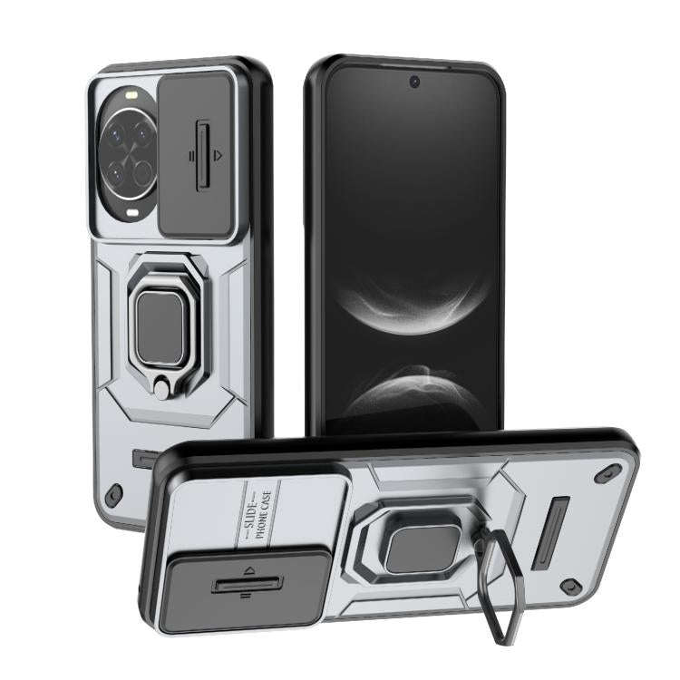 For Huawei nova 14 5G Sliding Camshield TPU + PC Shockproof Phone Case with Holder(Grey)