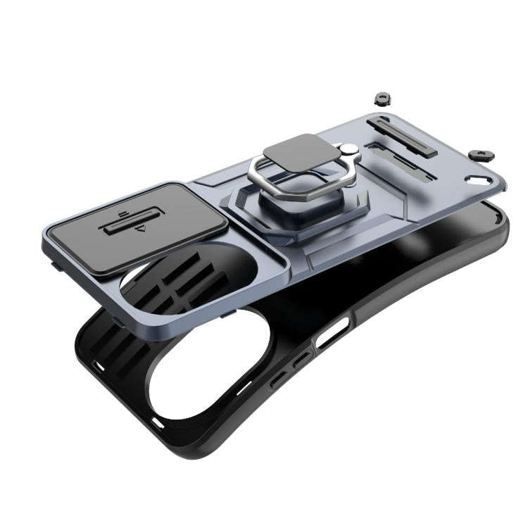 For Huawei nova 14 5G Sliding Camshield TPU + PC Shockproof Phone Case with Holder(Grey)