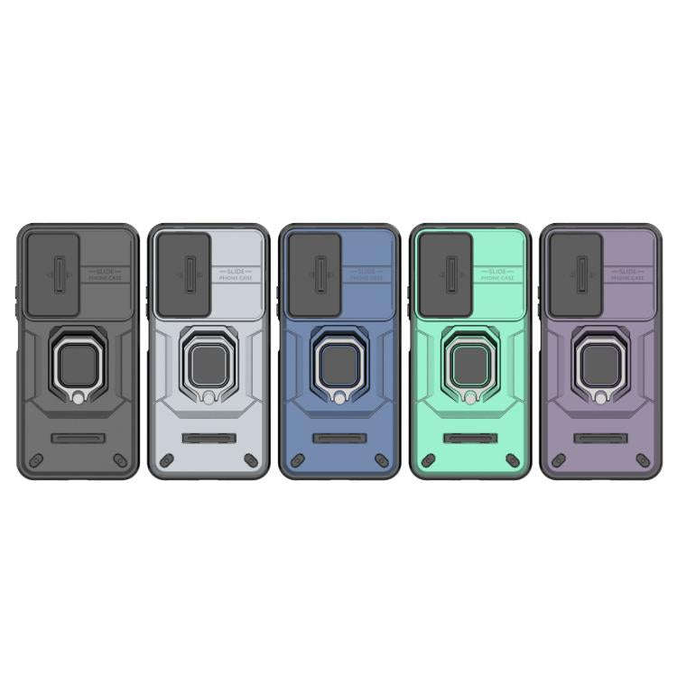 For Huawei nova 14 5G Sliding Camshield TPU + PC Shockproof Phone Case with Holder(Grey)