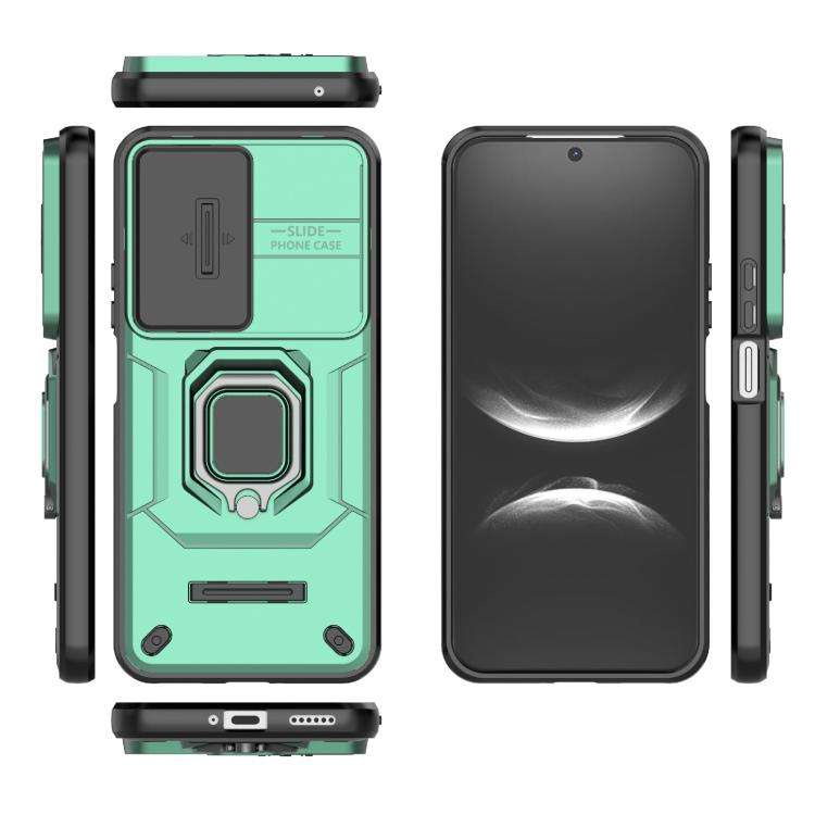 For Huawei nova 14 5G Sliding Camshield TPU + PC Shockproof Phone Case with Holder(Green)