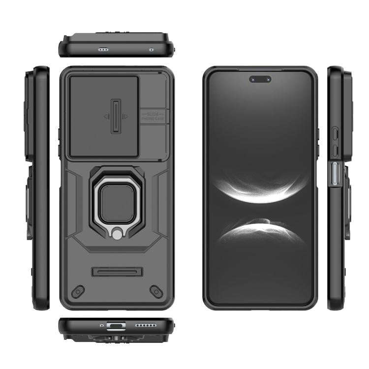 For Huawei nova 14 Pro 5G Sliding Camshield TPU + PC Shockproof Phone Case with Holder(Black)