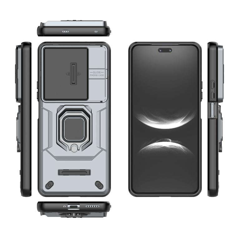 For Huawei nova 14 Pro 5G Sliding Camshield TPU + PC Shockproof Phone Case with Holder(Grey)