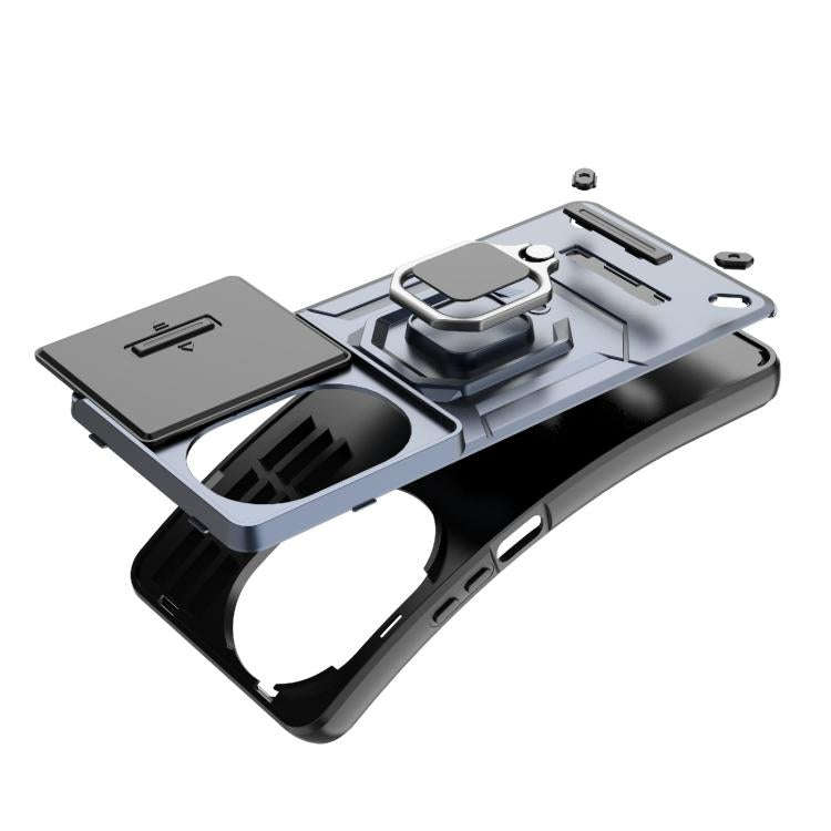 For Huawei nova 14 Pro 5G Sliding Camshield TPU + PC Shockproof Phone Case with Holder(Grey)