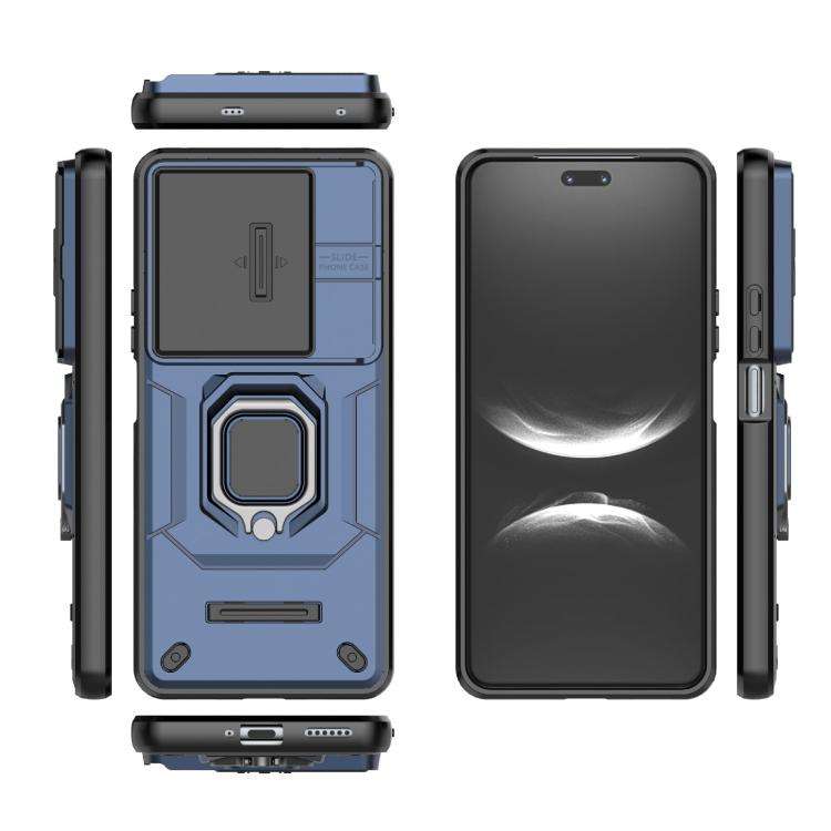 For Huawei nova 14 Pro 5G Sliding Camshield TPU + PC Shockproof Phone Case with Holder(Blue)