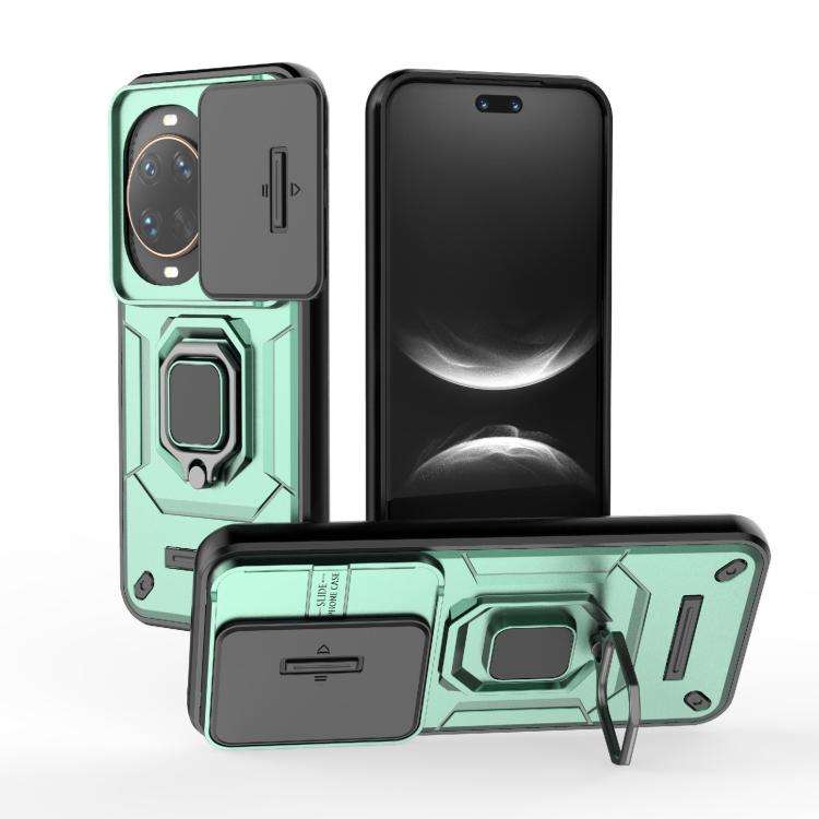 For Huawei nova 14 Ultra 5G Sliding Camshield TPU + PC Shockproof Phone Case with Holder(Green)