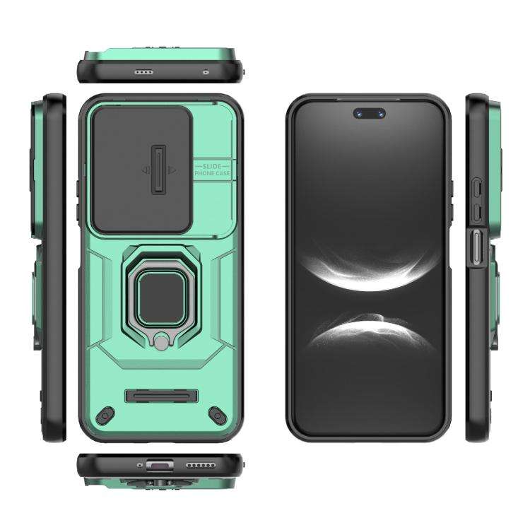 For Huawei nova 14 Ultra 5G Sliding Camshield TPU + PC Shockproof Phone Case with Holder(Green)