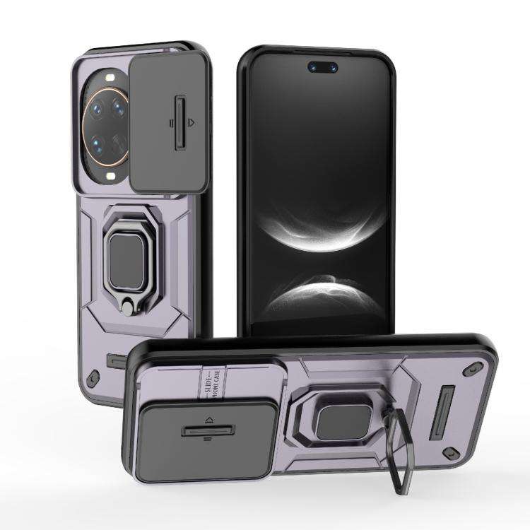 For Huawei nova 14 Ultra 5G Sliding Camshield TPU + PC Shockproof Phone Case with Holder(Purple)