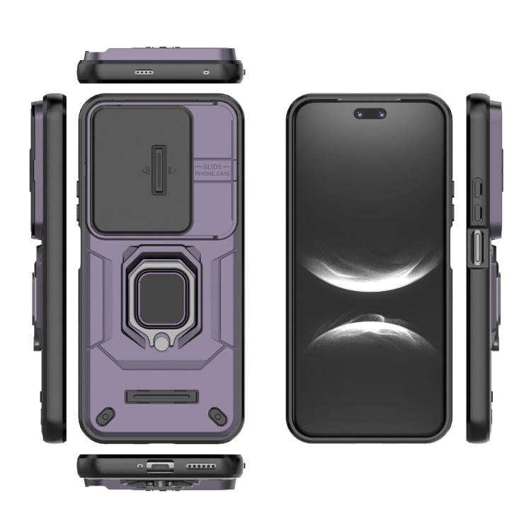 For Huawei nova 14 Ultra 5G Sliding Camshield TPU + PC Shockproof Phone Case with Holder(Purple)