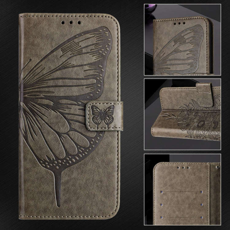 For Motorola Edge 50 5G Embossed Butterfly Leather Phone Case(Grey)