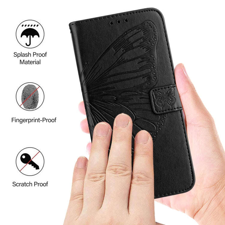 For Motorola Edge 50 5G Embossed Butterfly Leather Phone Case(Black)