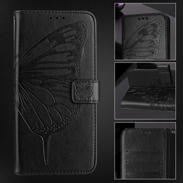 For Motorola Edge 50 5G Embossed Butterfly Leather Phone Case(Black)