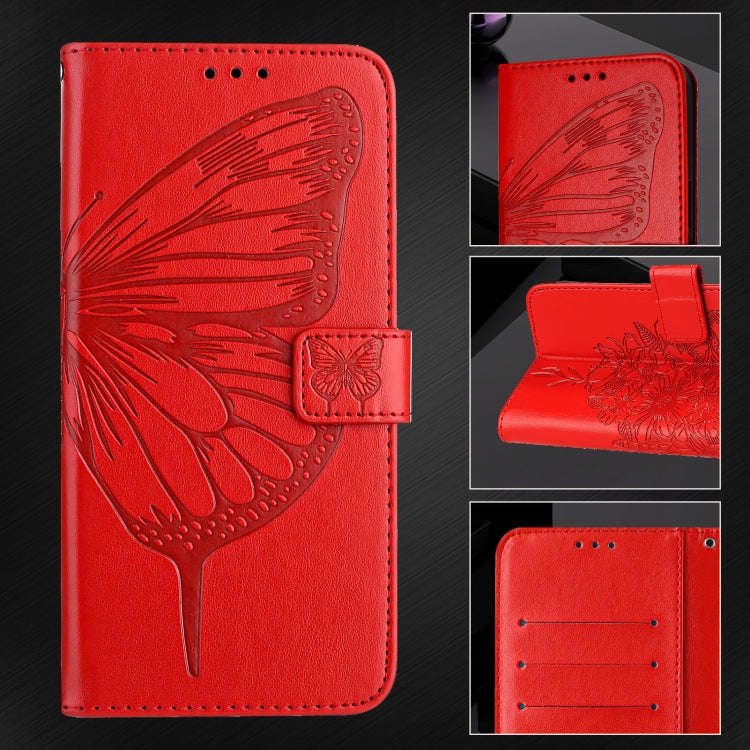 For Motorola Edge 50 5G Embossed Butterfly Leather Phone Case(Red)