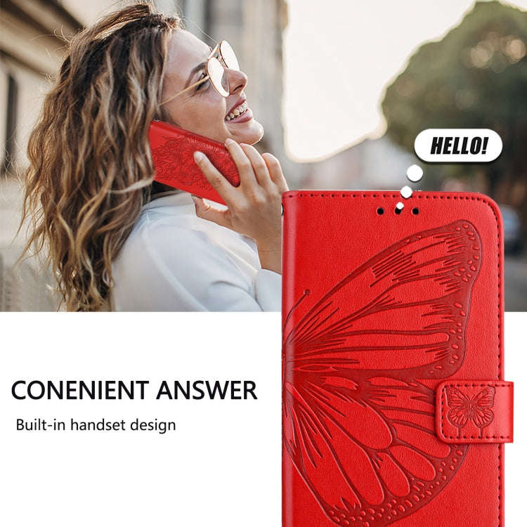 For Motorola Edge 50 5G Embossed Butterfly Leather Phone Case(Red)
