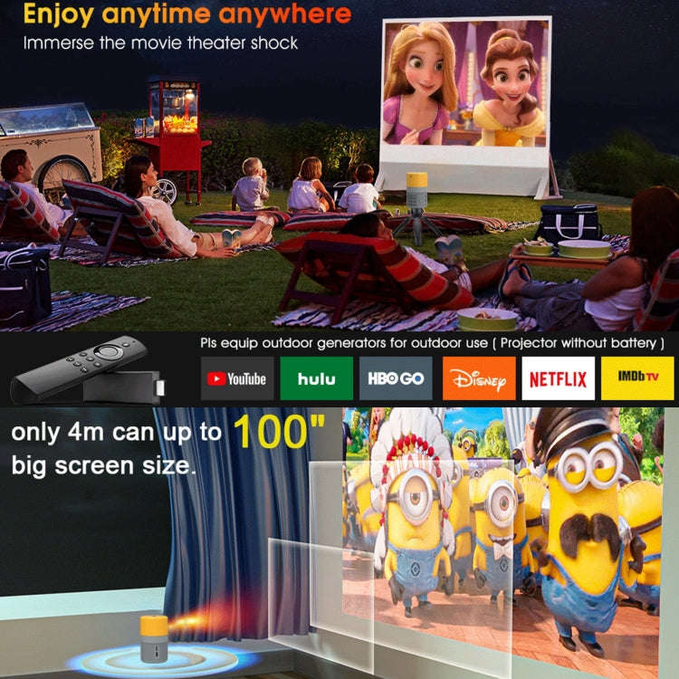 T400 3000 Lumens LED Mini Projector Support Wifi Screen Mirroring, Plug Type:EU Plug(Grey Yellow)