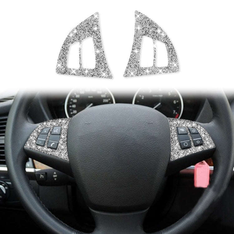 For BMW X5 E70 2008-2013 2pcs Car Steering Wheel Buttons Diamond Decoration Sticker, Left and Rig...