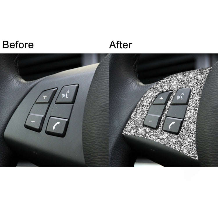 For BMW X5 E70 2008-2013 2pcs Car Steering Wheel Buttons Diamond Decoration Sticker, Left and Rig...