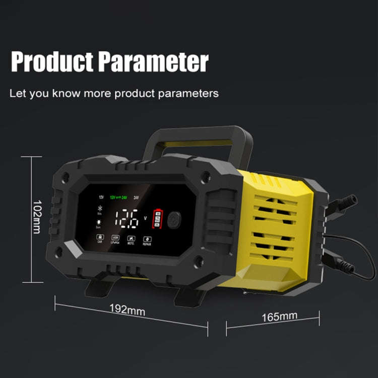 FOXSUR 12V / 24V 10A Portable Motorcycle Car Smart Battery Charger(EU Plug)