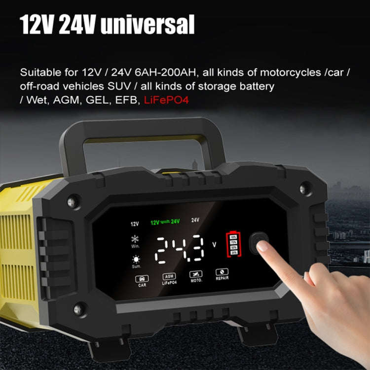 FOXSUR 12V / 24V 10A Portable Motorcycle Car Smart Battery Charger(EU Plug)
