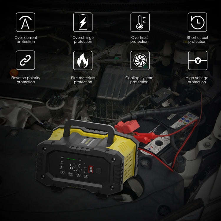 FOXSUR 12V / 24V 10A Portable Motorcycle Car Smart Battery Charger(EU Plug)