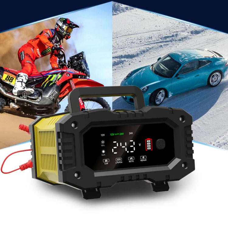 FOXSUR 12V / 24V 10A Portable Motorcycle Car Smart Battery Charger(EU Plug)