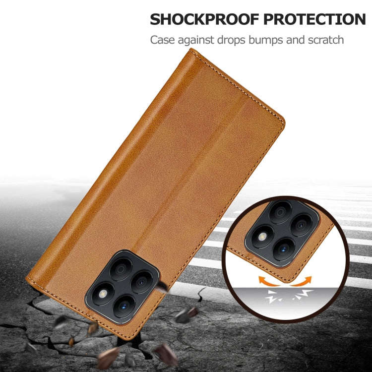 For Honor X8b LC.IMEEKE Calf Texture Leather Phone Case(Brown)