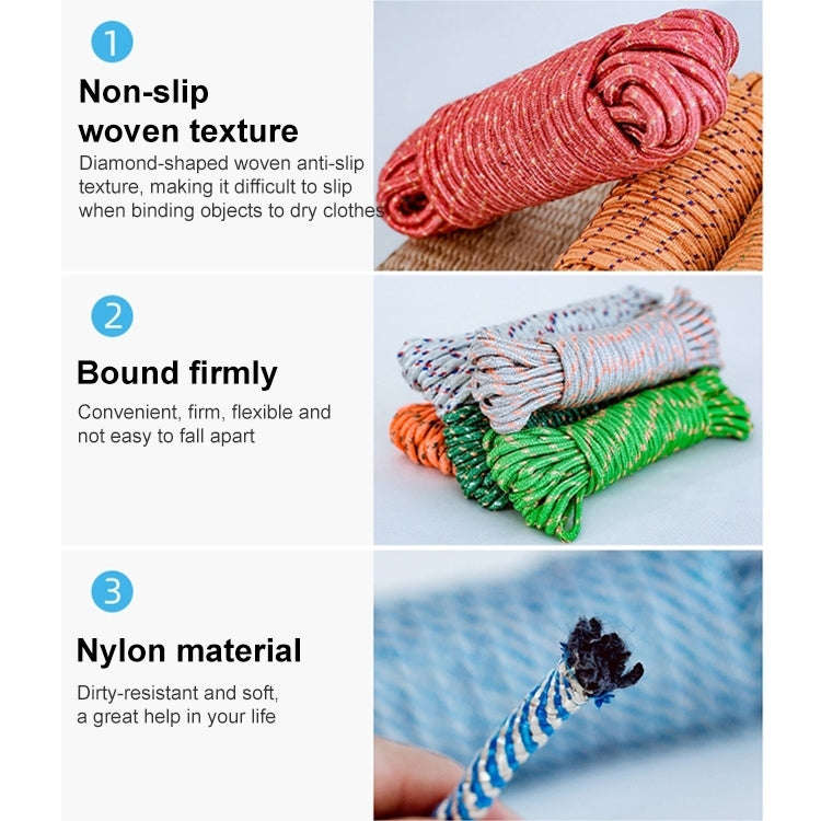 20m Outdoor Thick Nylon Rope for Hanging Clothes, Random Color