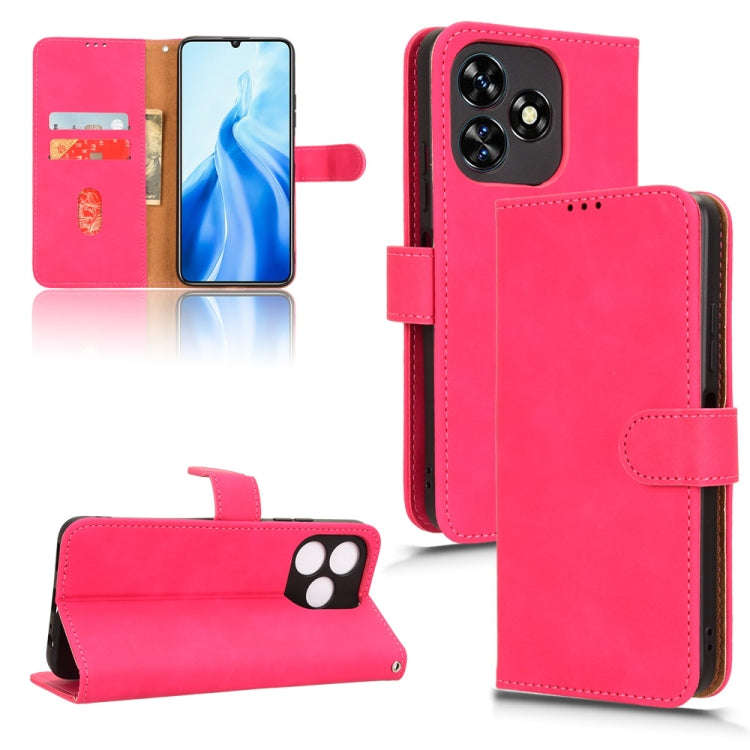 For Oukitel C51 Skin Feel Magnetic Flip Leather Phone Case(Rose Red)