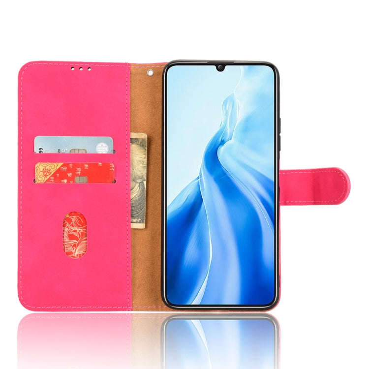 For Oukitel C51 Skin Feel Magnetic Flip Leather Phone Case(Rose Red)