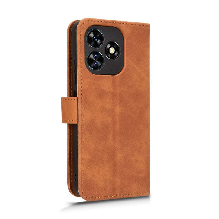 For Oukitel C51 Skin Feel Magnetic Flip Leather Phone Case(Brown)