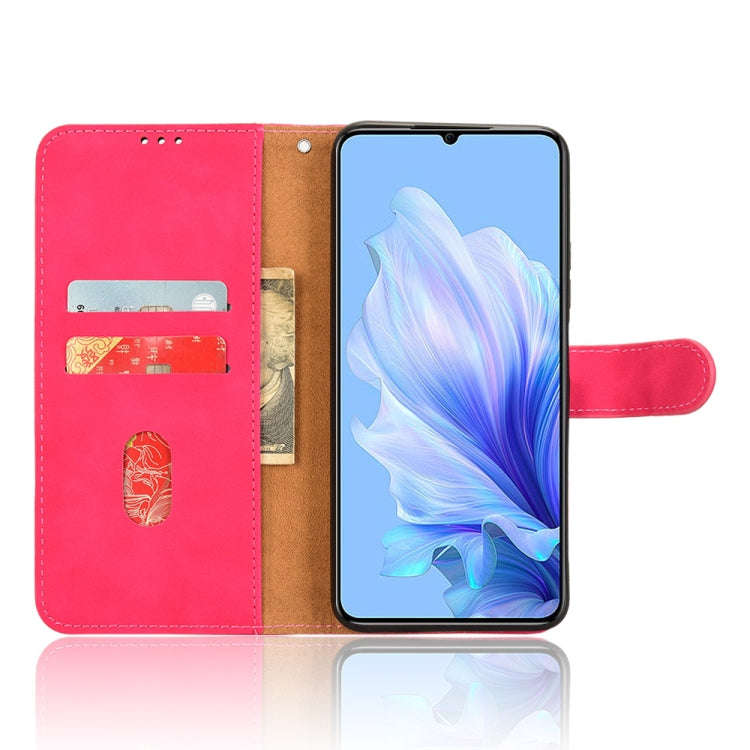 For Oukitel C50 Skin Feel Magnetic Flip Leather Phone Case(Rose Red)
