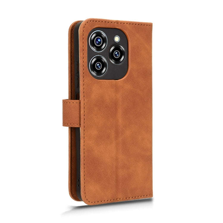 For Oukitel C50 Skin Feel Magnetic Flip Leather Phone Case(Brown)