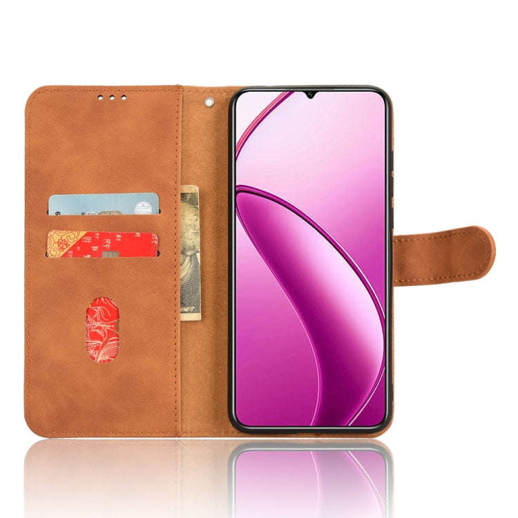 For Oukitel C53 Skin Feel Magnetic Flip Leather Phone Case(Brown)