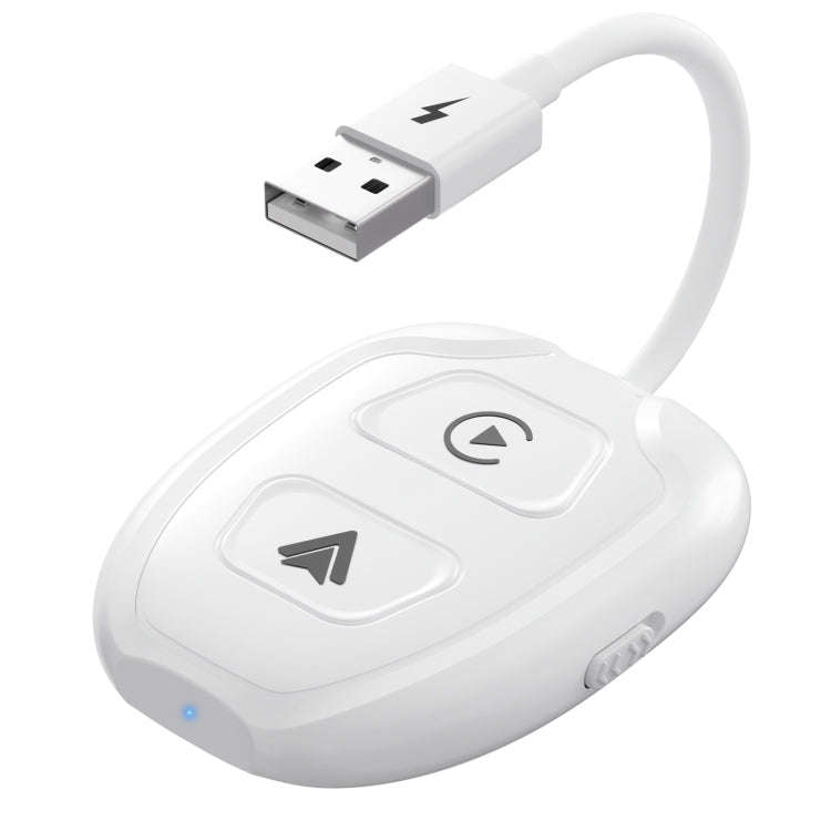 THT-020-9-1 USB + USB-C / Type-C Wired to Wireless Carplay / Android Auto Adapter(White)
