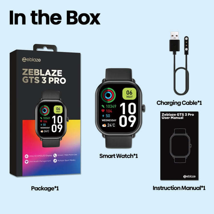 Zeblaze GTS 3 Pro IP68 1.97inch HD Fitness Smart Watch(Black)