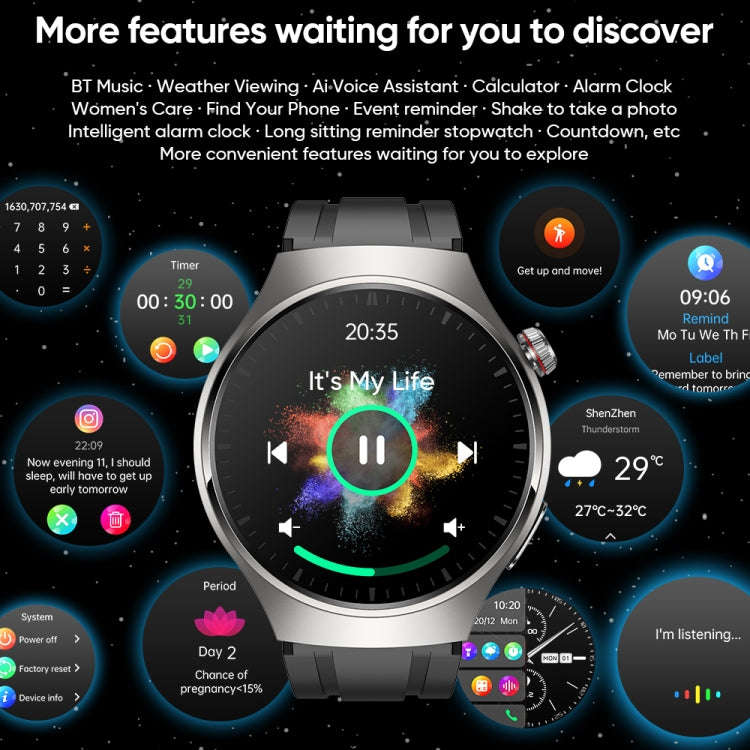 MT200 1.43 inch AMOLED IP67 Smart Call Watch, Support ECG/Body Temperature/Blood Glucose Monitori...