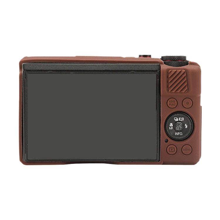 For Canon PowerShot G7 X Mark II / G7X2 Soft Silicone Protective Case with Lens Cover(Coffee)