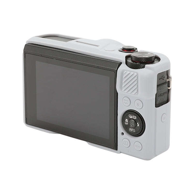 For Canon PowerShot G7 X Mark II / G7X2 Soft Silicone Protective Case with Lens Cover(Grey)