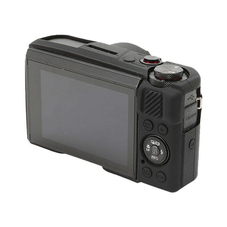For Canon PowerShot G7 X Mark II / G7X2 Soft Silicone Protective Case with Lens Cover(Black)