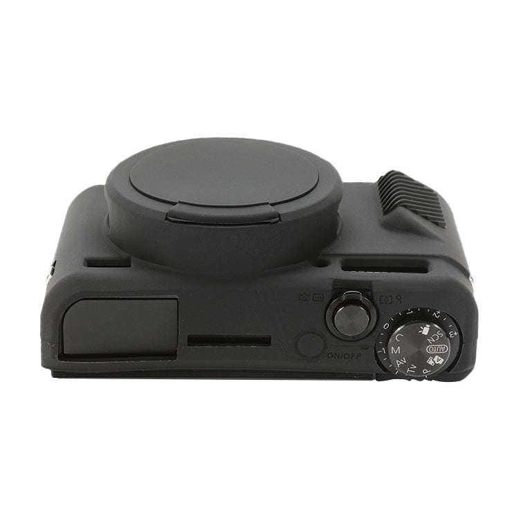 For Canon PowerShot G7 X Mark II / G7X2 Soft Silicone Protective Case with Lens Cover(Black)