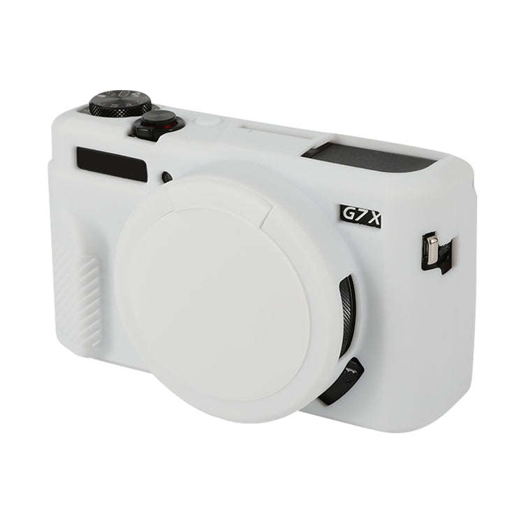 For Canon PowerShot G7 X Mark II / G7X2 Soft Silicone Protective Case with Lens Cover(White)