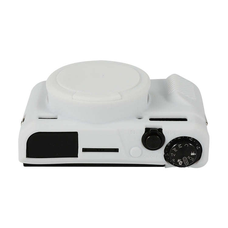 For Canon PowerShot G7 X Mark II / G7X2 Soft Silicone Protective Case with Lens Cover(White)