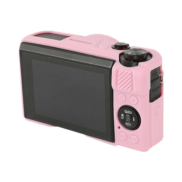For Canon PowerShot G7 X Mark II / G7X2 Soft Silicone Protective Case with Lens Cover(Pink)
